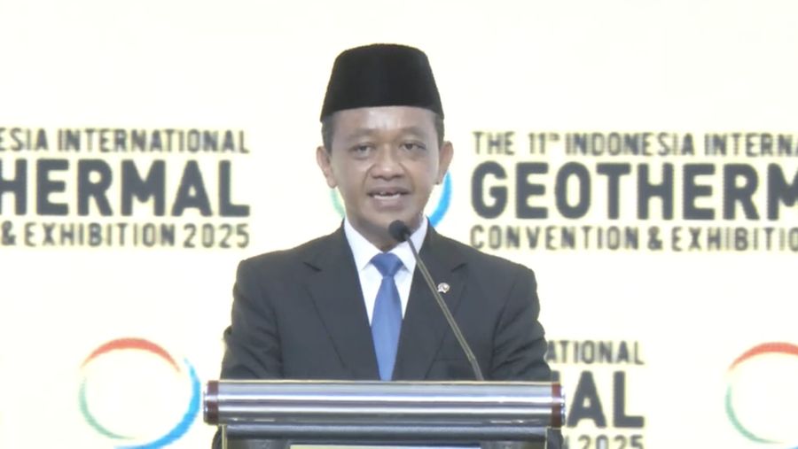 Menteri ESDM, Bahlil Lahadalia saat menyampaikan sambutan dalam Opening Ceremony The 11th Indonesia International Geothermal Convention & Exhibition 2025. (Tangkapan Layar Youtube/Kementerian ESDM)