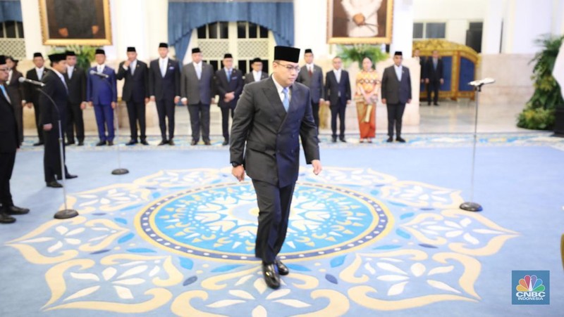 Suasana pelantikan di Istana Negara, Jakarta, Rabu (17/9/2025). (CNBC Indonesia/Tri Susilo)