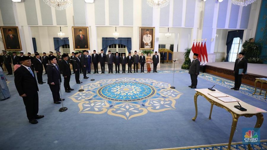 Suasana pelantikan di Istana Negara, Jakarta, Rabu (17/9/2025). (CNBC Indonesia/Tri Susilo)