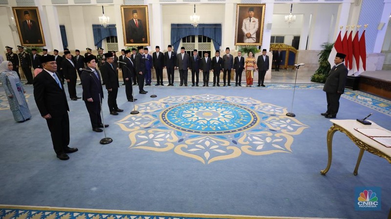 Suasana pelantikan di Istana Negara, Jakarta, Rabu (17/9/2025). (CNBC Indonesia/Tri Susilo)