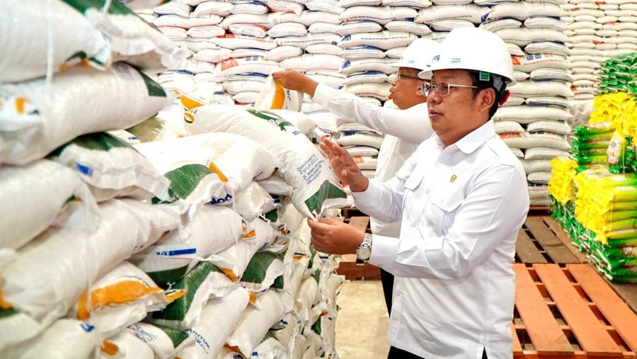 Kepala Bapanas Arief Prasetyo Adi memantau stok beras Bulog. Dok. Bapanas