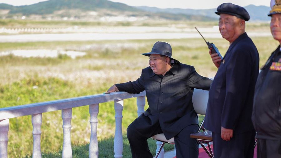 North Korean leader Kim Jong Un oversees the testing of drones at an undisclosed location in North Korea, September 18, 2025, in this picture released by the Korean Central News Agency. KCNA via REUTERS    ATTENTION EDITORS - THIS IMAGE WAS PROVIDED BY A THIRD PARTY. REUTERS IS UNABLE TO INDEPENDENTLY VERIFY THIS IMAGE. NO THIRD PARTY SALES. SOUTH KOREA OUT. NO COMMERCIAL OR EDITORIAL SALES IN SOUTH KOREA.     TPX IMAGES OF THE DAY