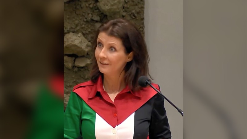 Anggota parlemen Belanda Esther Ouwehand mengenakan warna bendera Palestina selama debat parlemen. (Instagram/estherouwehandpvdd) Anggota parlemen Belanda Esther Ouwehand mengenakan warna bendera Palestina selama debat parlemen. (Instagram/estherouwehandpvdd)