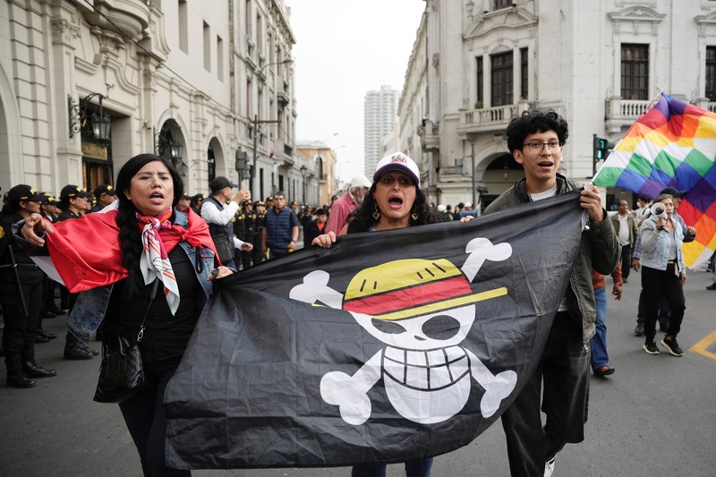Protes terhadap pemerintahan Presiden Peru Dina Boluarte, Sabtu (20/9/2025). (REUTERS/Sebastian Castaneda) Protes terhadap pemerintahan Presiden Peru Dina Boluarte, Sabtu (20/9/2025). (REUTERS/Sebastian Castaneda)