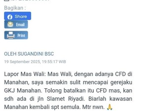 Jemaat GKJ Manahan Keluhkan CFD, Dishub Solo Sesuaikan Jalur