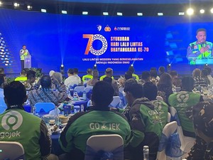 Komunitas Ojek Online Hadiri Syukuran Hari Lalu Lintas Bhayangkara Ke-70