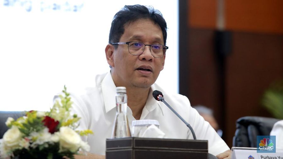Menteri Keuangan Purbaya Yudhi Sadewa dalam memberi pemaparan APBN Kita di Kantor kementerian Keuangan, Jakarta, Senin, (22/9/2025). (CNBC Indonesia/Muhammad Sabki)