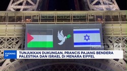 Video: Prancis Pajang Bendera Palestina & Israel di Menara Eiffel