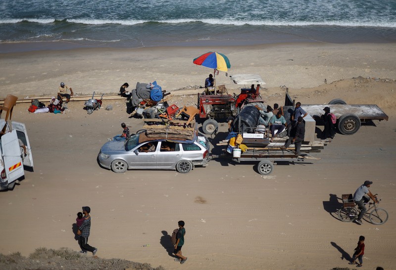 Sejumlah warga Palestina yang mengungsi di Gaza Selatan akibat agresi Israel, Senin (22/9/2025). Sejumlah warga Palestina yang mengungsi di Gaza Selatan akibat agresi Israel, Senin (22/9/2025). (REUTERS/Dawoud Abu Alkas)