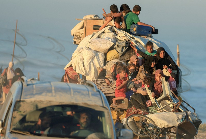 Sejumlah warga Palestina yang mengungsi di Gaza Selatan akibat agresi Israel, Senin (22/9/2025). Sejumlah warga Palestina yang mengungsi di Gaza Selatan akibat agresi Israel, Senin (22/9/2025). (REUTERS/Dawoud Abu Alkas)