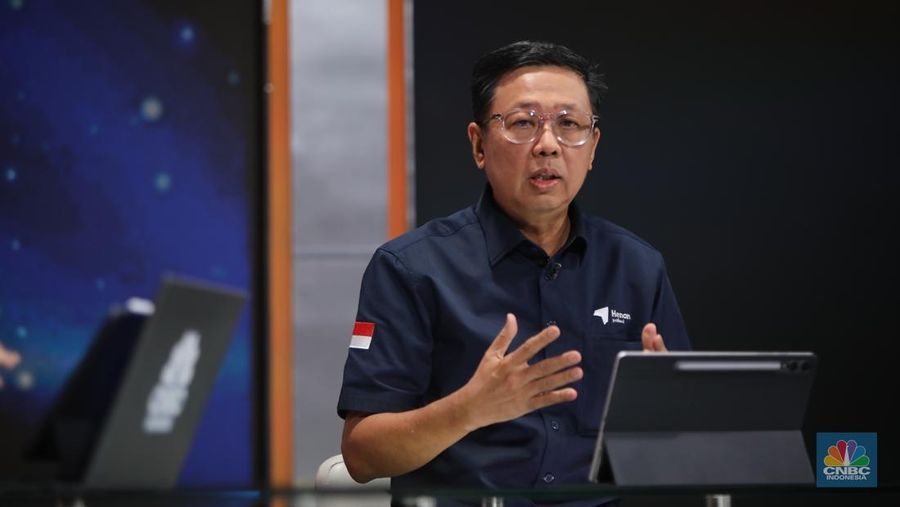 Direktur Henan Asset, Markam Halim menyampaikan paparan dalam acara Road to CNBC Indonesia Awards 2025 di Jakarta, Selasa (23/9/2025). (CNBC Indonesia/Faisal Rahman)