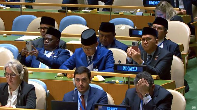 Presiden Prabowo Subianto saat menyampaikan pidato dalam rapat Perserikatan Bangsa-bangsa di New York City, AS, (22/9/2025). (Tangkapan Layar Youtube/United Nations