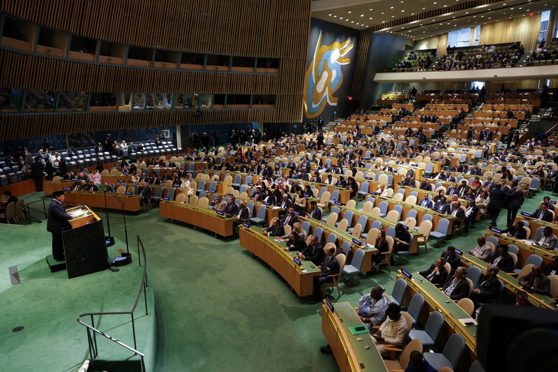 Presiden Indonesia Prabowo Subianto berpidato di Sidang Umum Perserikatan Bangsa-Bangsa ke-80 di Markas Besar PBB di New York, AS, 23 September 2025. Presiden Indonesia Prabowo Subianto berpidato di Sidang Umum Perserikatan Bangsa-Bangsa ke-80 di Markas Besar PBB di New York, AS, 23 September 2025. (REUTERS/MIKE SEGAR)