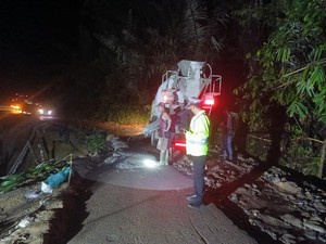 Jalan Lintas Batu Jomba Tapsel Amblas, Jalur Buka Tutup-Truk Dilarang Melintas