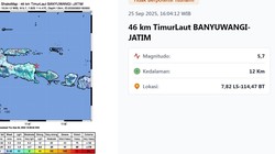 Gempa Magnitudo 5,7 Guncang Banyuwangi