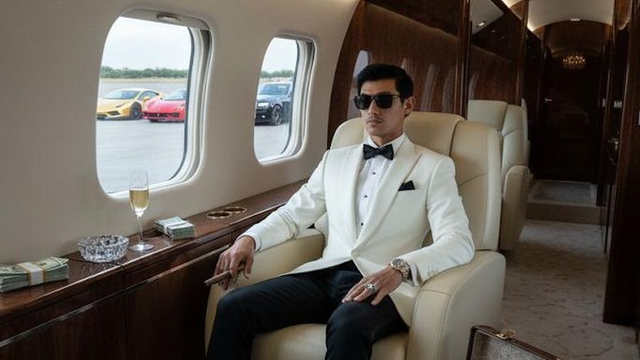 Hasil Gemini AI membuat gambar Miliarder di Dalam Jet Pribadi. (Gemini AI)
