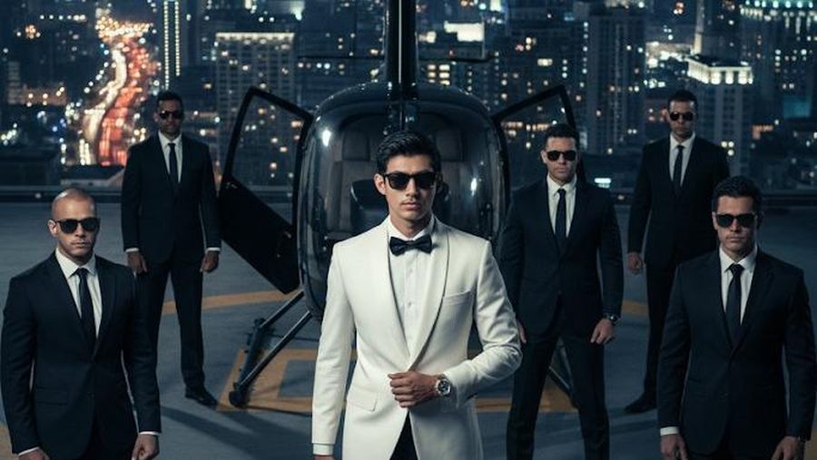 Hasil olahan gambar Gemini AI dengan bertema Miliarder Turun dari Helikopter. (Gemini AI)