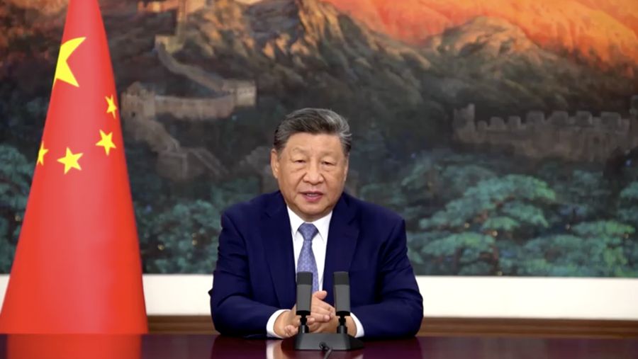 Presiden Tiongkok Xi Jinping menyampaikan pidato virtual dalam KTT Perubahan Iklim PBB pada hari Rabu kemarin (25/9/2025). (Reuters TV)