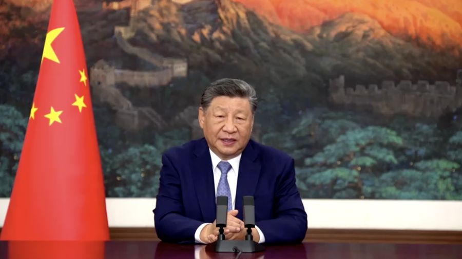 Presiden Tiongkok Xi Jinping menyampaikan pidato virtual dalam KTT Perubahan Iklim PBB pada hari Rabu kemarin (25/9/2025). (Reuters TV)