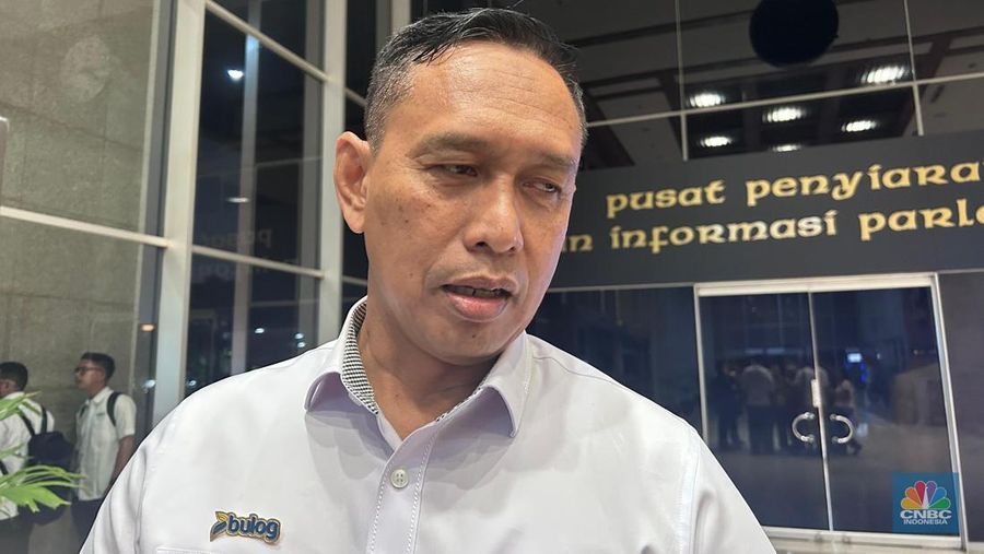 Direktur Utama Perum Bulog, Ahmad Rizal Ramdhani saat ditemui di Kompleks Parlemen, Jakarta, Senin (29/9/2025). (CNBC Indonesia/Martyasari Rizky)