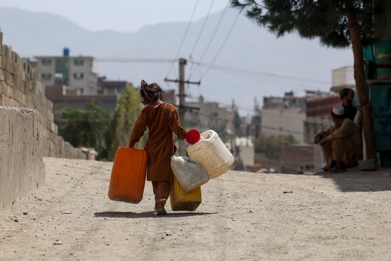 Kondisi saat terjadi krisis air parah di Kabul, Afghanistan, Senin (29/9/2025). (REUTERS/Sayed Hassib)