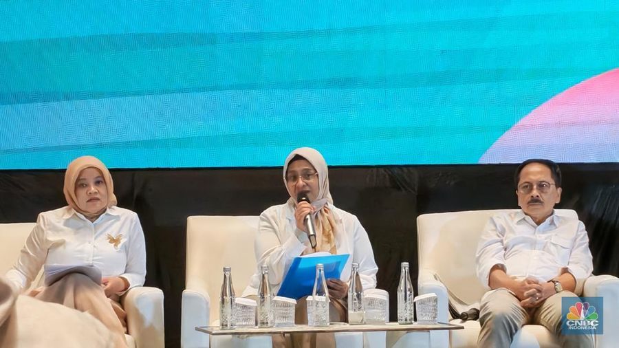 Konferensi pers Rapat Umum Anggota ATSI di Jakarta, Senin (29/9/2025). (CNBC Indonesia/Intan)