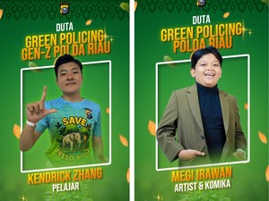 Polda Riau Tunjuk Megi Irawan dan Kendrick Zhang Jadi Duta Green Policing