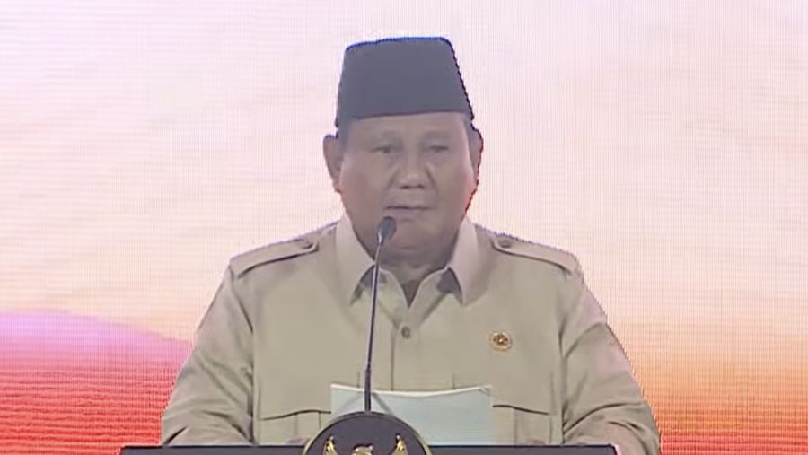Presiden Prabowo Subianto menyampaikan sambutan dalam Penutupan Musyawarah Nasional VI Partai Keadilan Sejahtera (PKS) di Jakarta, Senin (29/9/2025). (Tangkapan Layar Youtube/PKSTV)