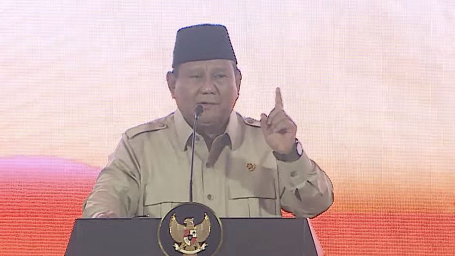 Presiden Prabowo Subianto menyampaikan sambutan dalam Penutupan Musyawarah Nasional VI Partai Keadilan Sejahtera (PKS) di Jakarta, Senin (29/9/2025). (Tangkapan Layar Youtube/PKSTV)