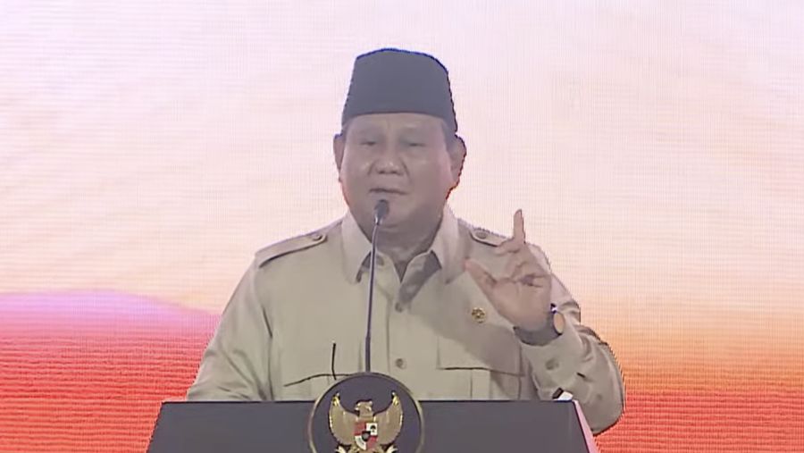 Presiden Prabowo Subianto menyampaikan sambutan dalam Penutupan Musyawarah Nasional VI Partai Keadilan Sejahtera (PKS) di Jakarta, Senin (29/9/2025). (Tangkapan Layar Youtube/PKSTV)