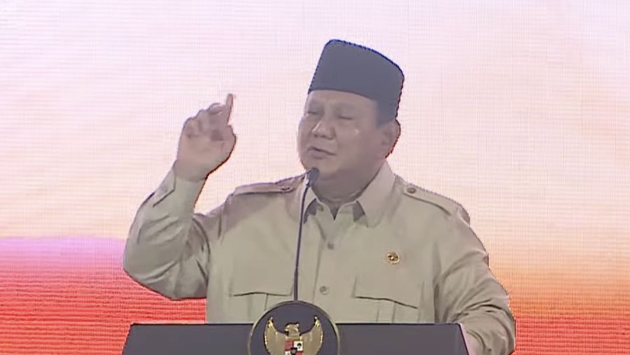 Presiden Prabowo Subianto menyampaikan sambutan dalam Penutupan Musyawarah Nasional VI Partai Keadilan Sejahtera (PKS) di Jakarta, Senin (29/9/2025). (Tangkapan Layar Youtube/PKSTV)