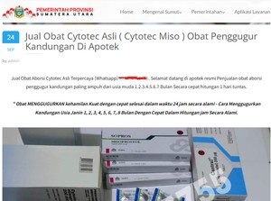 Situs Pemprov Sumut Sempat Diretas Promosikan Obat Aborsi