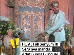Viral! Pria Bule Nikah Adat Sunda, Reaksinya Jadi Sorotan