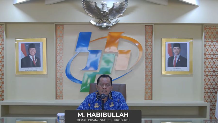 Deputi Bidang Statistik Produksi, M. Habibullah saat menyampaikan Rilis BPS, Rabu (1/10/2025). (Tangkapan Layar Youtube/BPS Statistics)