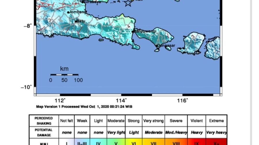 Deskripsi Gempa Sumenep dari Situs resmi BMKG