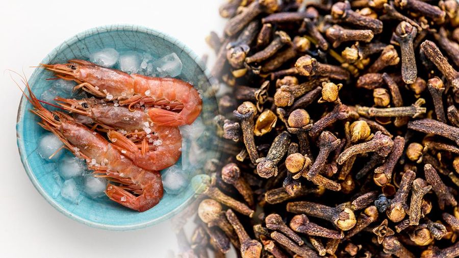 Foto kolase udang dan cengkih. (Dok. Freepik)