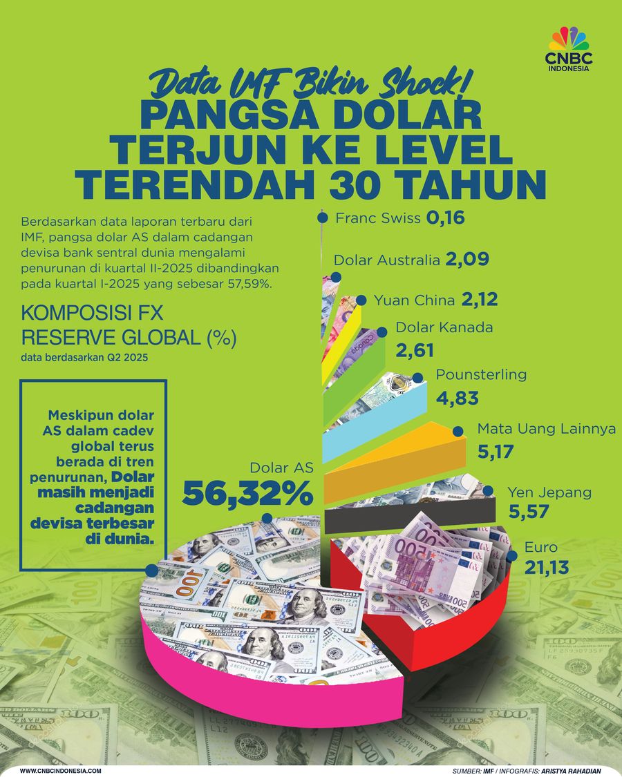 Data IMF Bikin Shock! 
Pangsa Dolar Terjun ke Level Terendah 30 Tahun