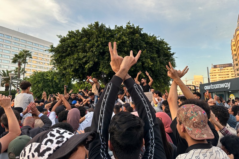 Protes anti-pemerintah yang dipimpin pemuda di Casablanca, maroko, Kamis (2/10/2025). (REUTERS/Stringer)