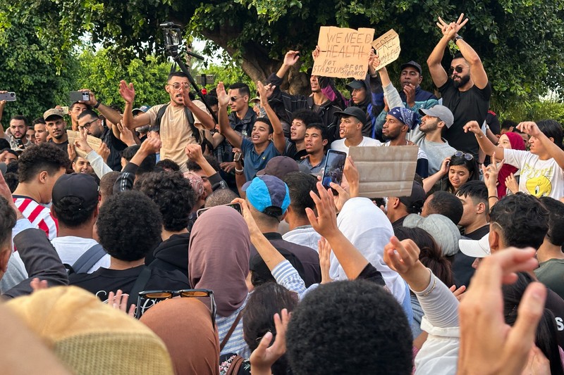 Protes anti-pemerintah yang dipimpin pemuda di Casablanca, maroko, Kamis (2/10/2025). (REUTERS/Stringer) Protes anti-pemerintah yang dipimpin pemuda di Casablanca, maroko, Kamis (2/10/2025). (REUTERS/Stringer)