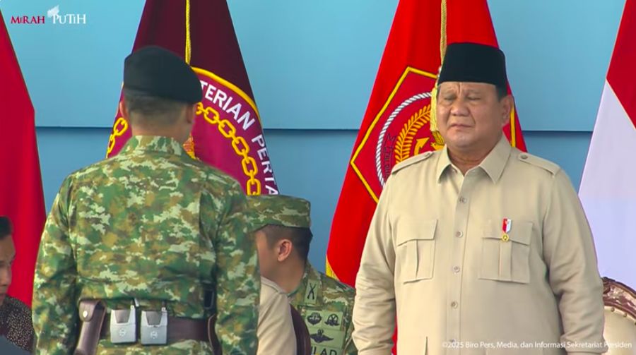 Presiden Prabowo Hadiri HUT ke-80 TNI Tahun 2025 di Monumen Nasional, Jakarta, (5/10/2025). (Tangkapan Layar Youtube/Sekretariat Presiden)