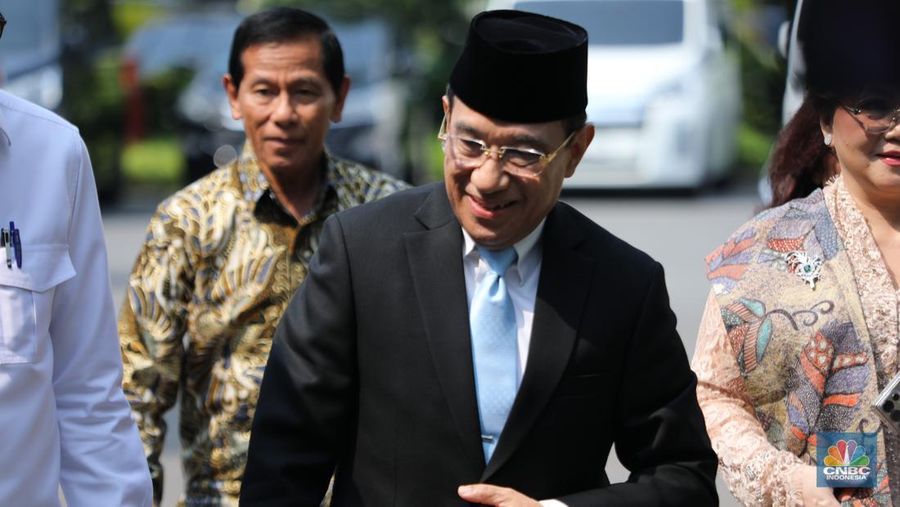 Benjamin Octavianus tiba di Istana Negara Jakarta. (CNBC Indonesia/Tri Susilo)