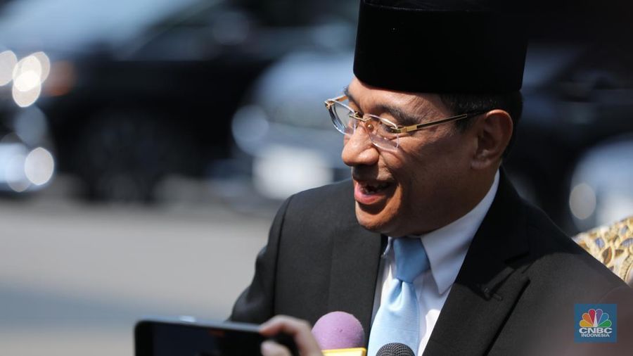 Benjamin Octavianus tiba di Istana Negara Jakarta. (CNBC Indonesia/Tri Susilo)