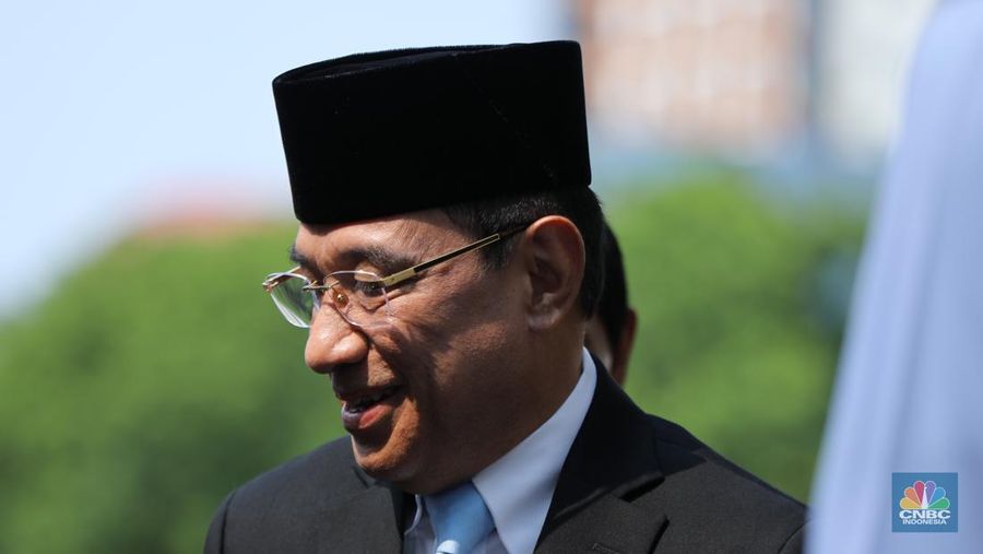 Benjamin Octavianus tiba di Istana Negara Jakarta. (CNBC Indonesia/Tri Susilo)
