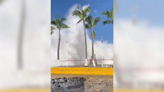 Bak Tsunami, Badai Priscilla Buat Ombak Besar Setinggi Pohon Kelapa