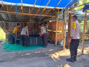 Polisi Nganjuk Gerebek Rumah Diduga Jadi Arena Judi Sabung Ayam