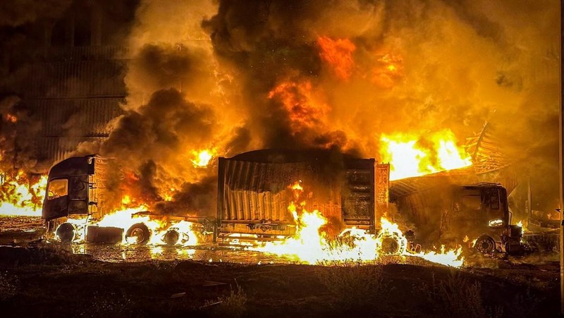 Dampak serangan pesawat nirawak Rusia di wilayah Odessa, Ukraina, Kamis (9/10/2025). (Handout via REUTERS)
