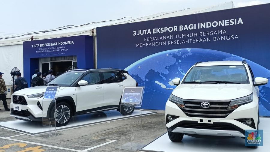 Mobil-mobil milik T Brand yakni di bawah PT Toyota Motor Manufacturing Indonesia (TMMIN) dan Astra Daihatsu Motor (ADM) sudah mengekspor sebanyak 3 juta unit ker berbagai negara. (CNBC Indonesia/Ferry Sandi)