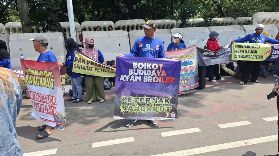 Pantauan Aksi Demo Peternak KPUN di Monas, Jakarta, Kamis (9/10/2025). (CNBC Indonesia/Chandra)