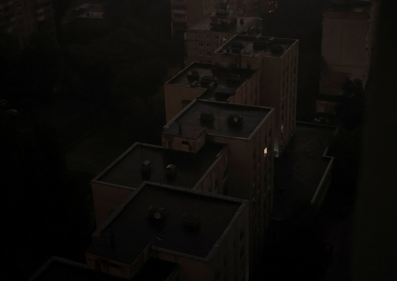 UKRAINE-CRISIS/ATTACK-KYIV Fires are being extinguised in the aftermath of Russia's strikes, amid Russia's attack in Kyiv, Ukraine in this screen grab obtained from a handout video released October 10, 2025. State Emergency Service Of Ukraine in Kyiv Region/Handout via REUTERS