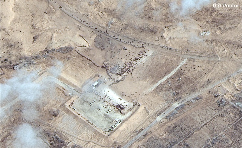 Citra satelit menunjukkan gambaran umum bangunan-bangunan yang hancur di Rafah, 10 Oktober 2025. (via REUTERS/Satellite image ©2025 Vantor)